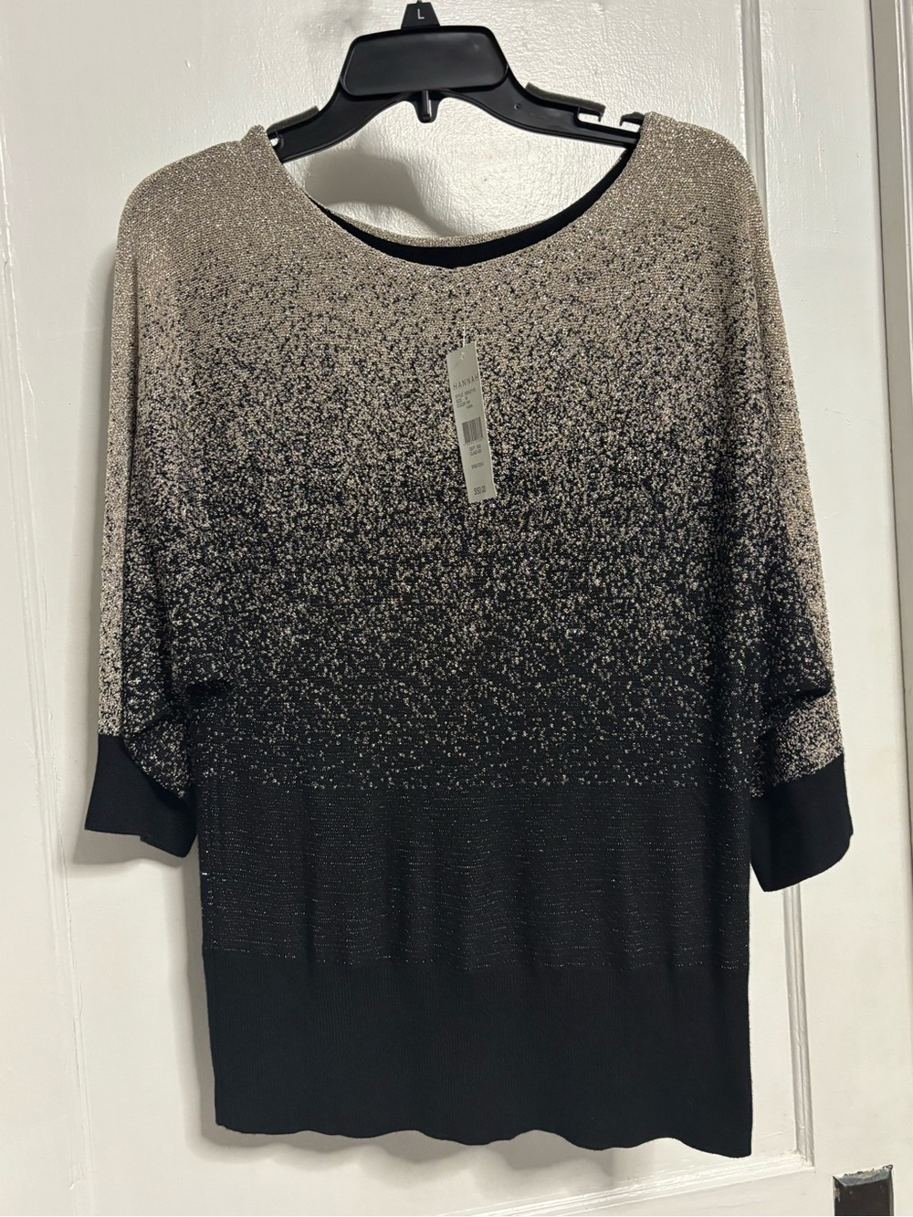 Hannah Black and Gold Metallic Ombre Knit Top